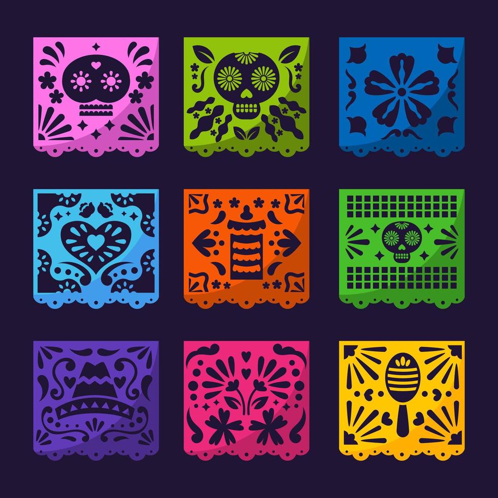 papel picado para el festival del día de muertos vector