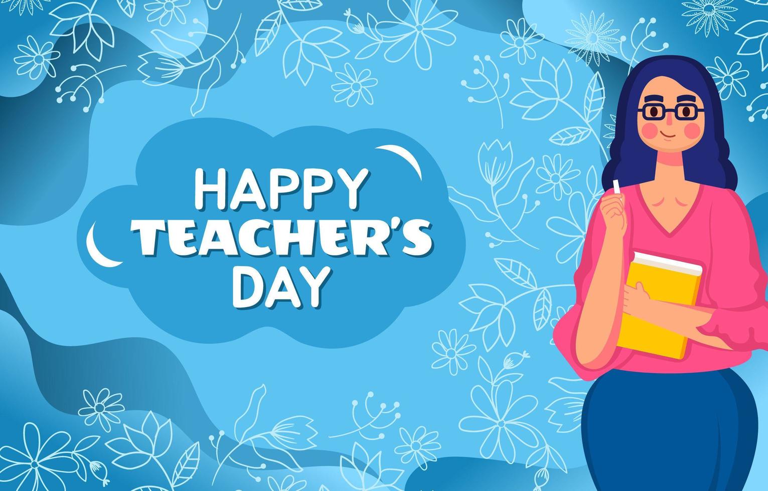 Teacher's Day Background with a Female Teacher vector