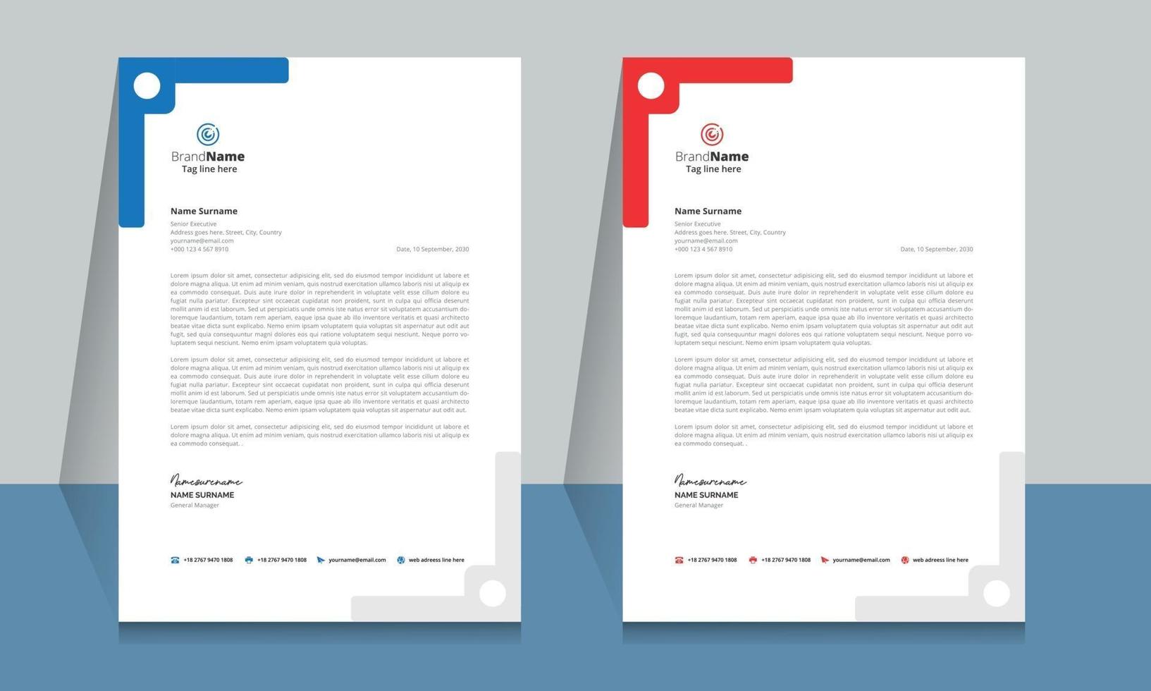 Letterhead format template, business style letterhead design template. vector