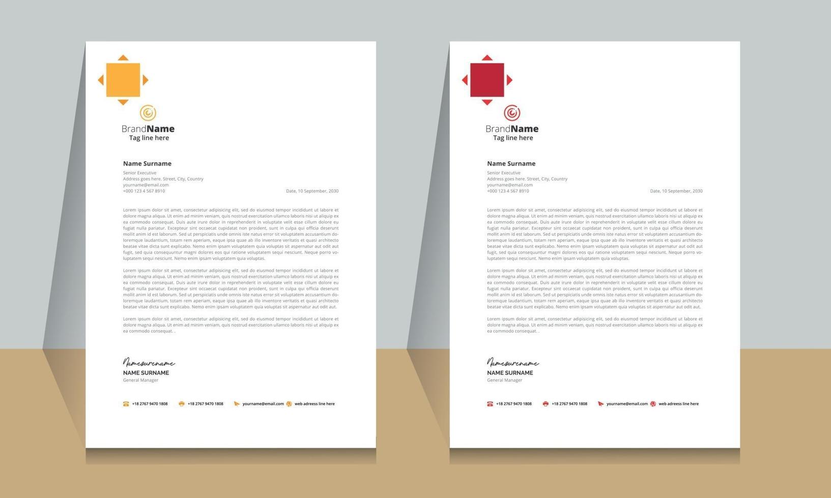 Letterhead format template, business style letterhead design template. vector