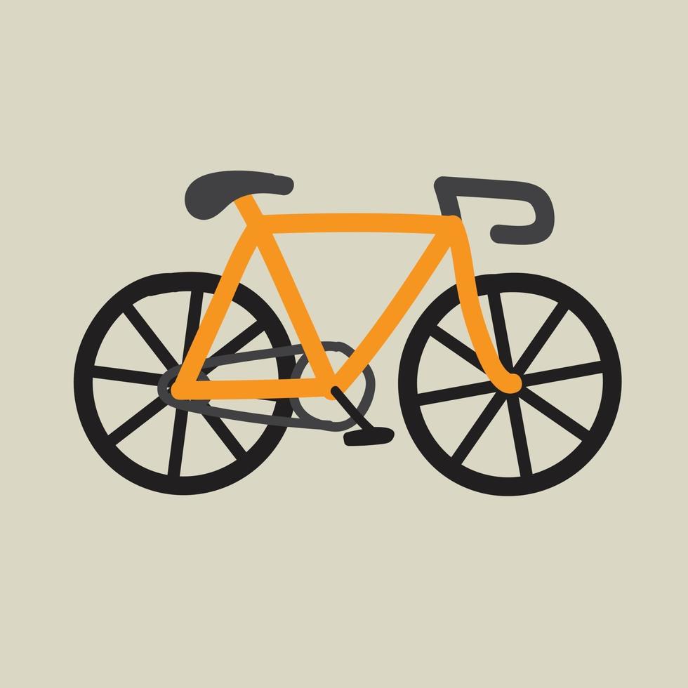 Doodle dibujo a mano alzada de un diseño plano de bicicleta. vector