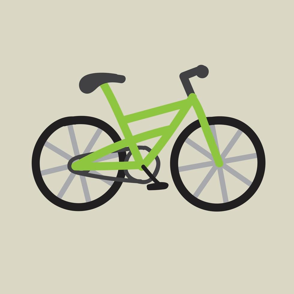 Doodle dibujo a mano alzada de un diseño plano de bicicleta. vector