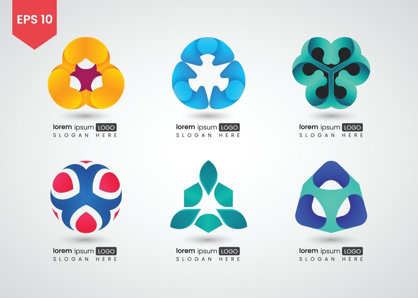 Set of web icons and logo circle bright gradient Vector illustration