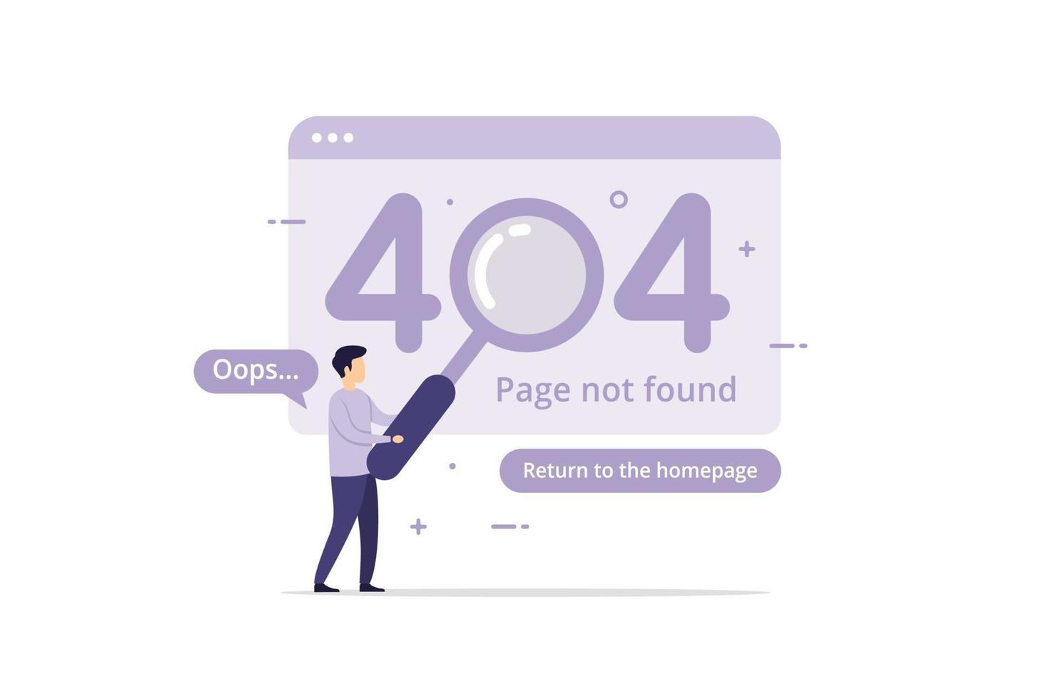 Página de error 404 no encontrada aislada en fondo blanco vector