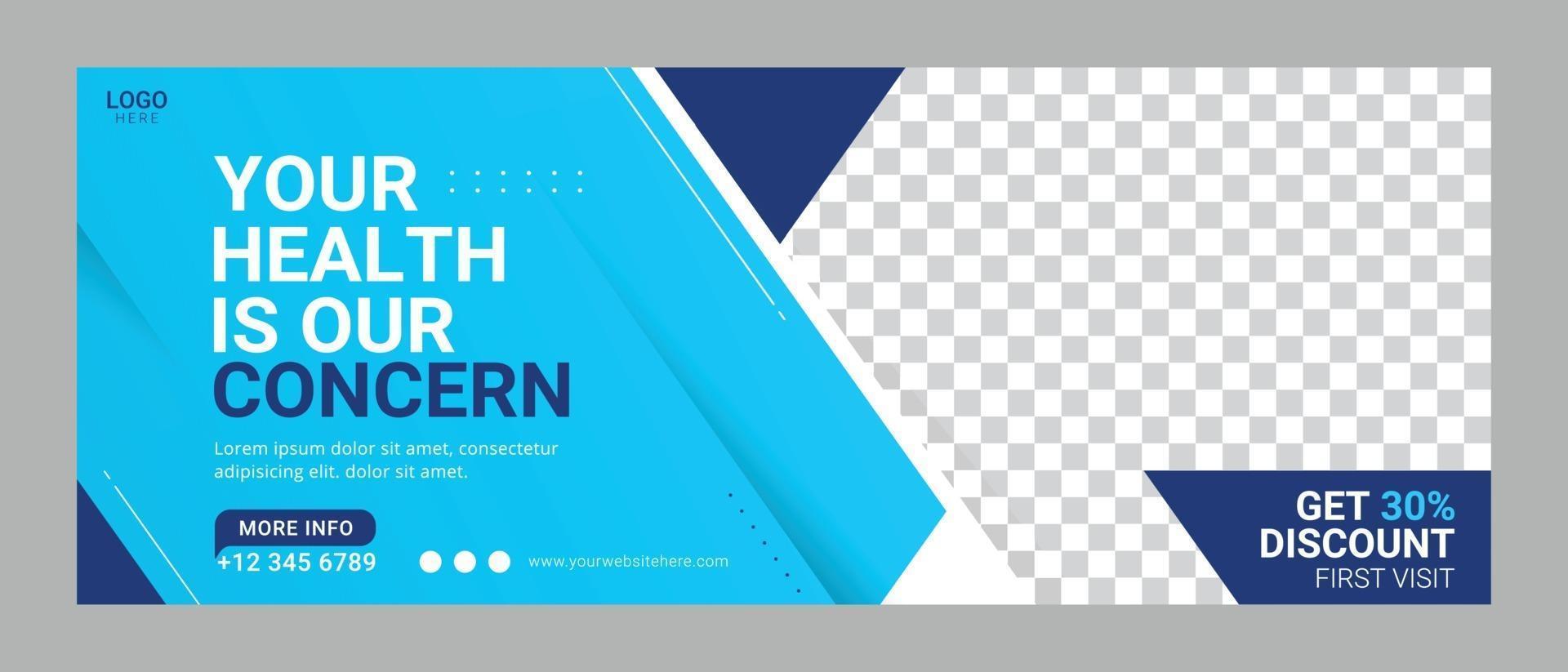 Healthcare social media cover template banner for advertisement vector