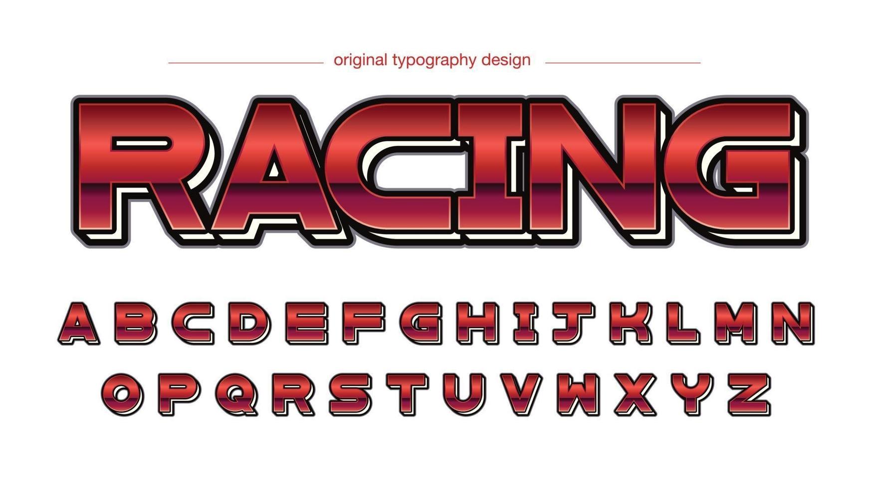 tipografía de deportes 3d rojo metálico vector