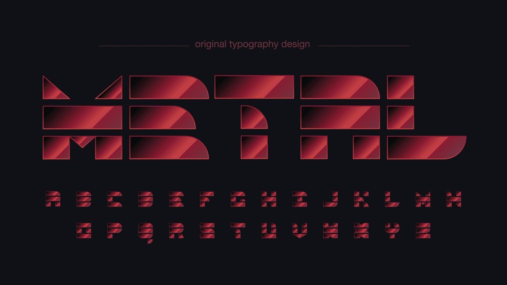 tipografía de formas abstractas metálicas rojas vector