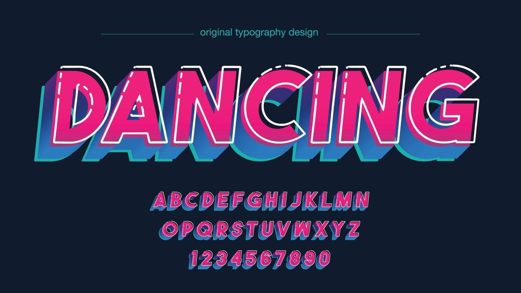 tipografía de titular en negrita 3d rosa y azul vector