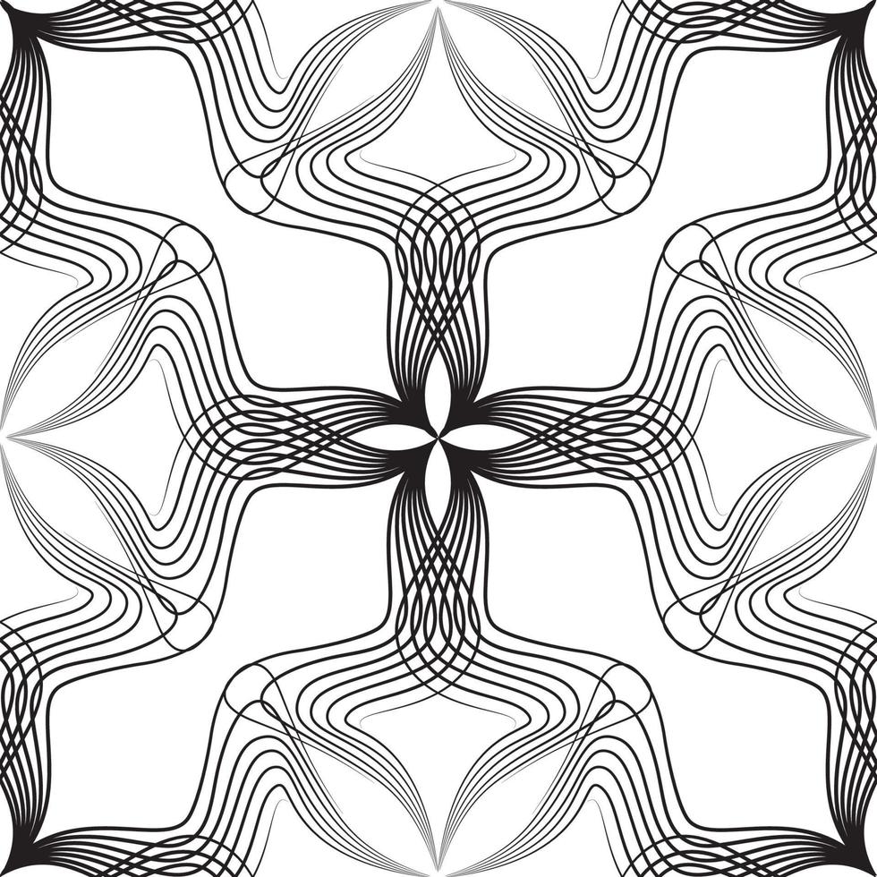 patrón transparente de línea abstracta. ornamento artístico con formas florales. vector