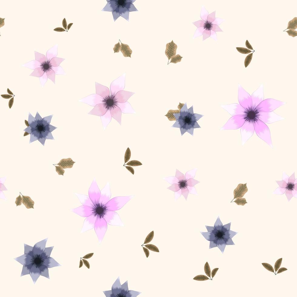 patrón de vector transparente de pequeñas flores de primavera de colores románticos