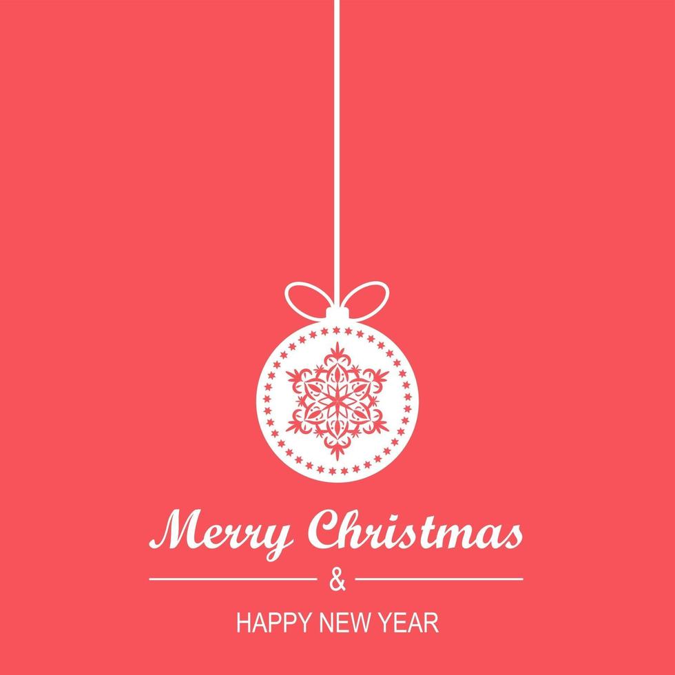 Christmas and New Year Greeting Card with Hanging Baubles, Lettering vector