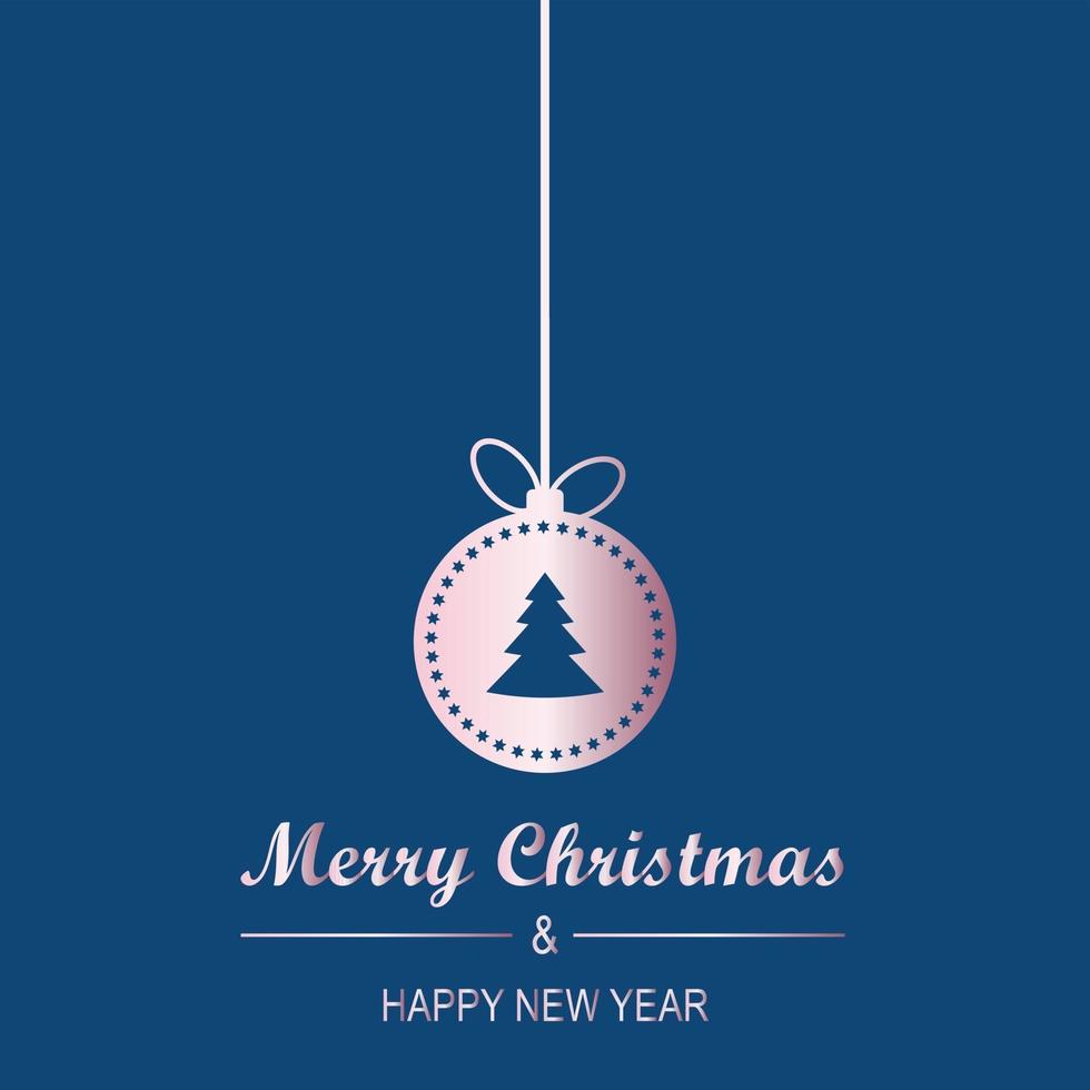 Christmas and New Year Greeting Card with Hanging Baubles, Lettering vector