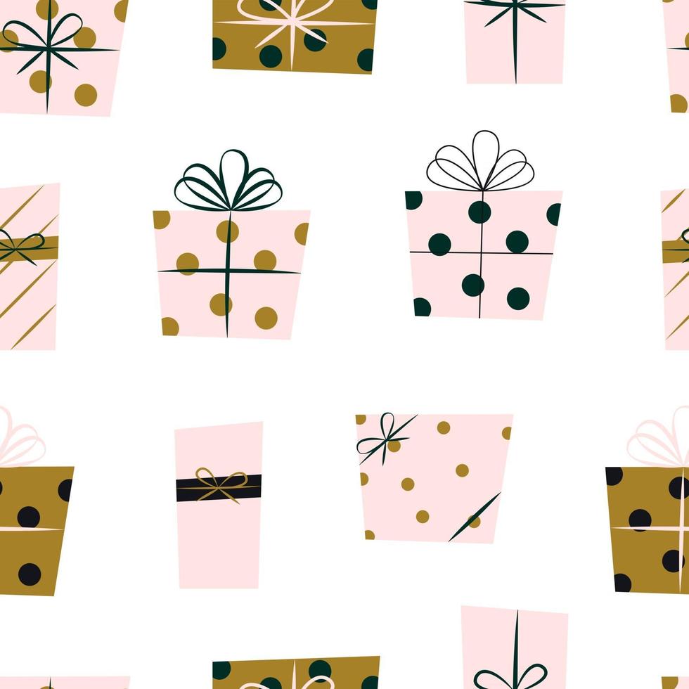 Wrapped Christmas Presents Seamless Repeat Vector Pattern