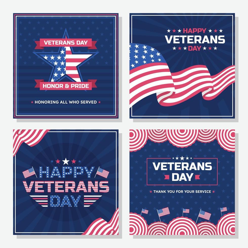 Happy Veterans Day Social Media Template vector