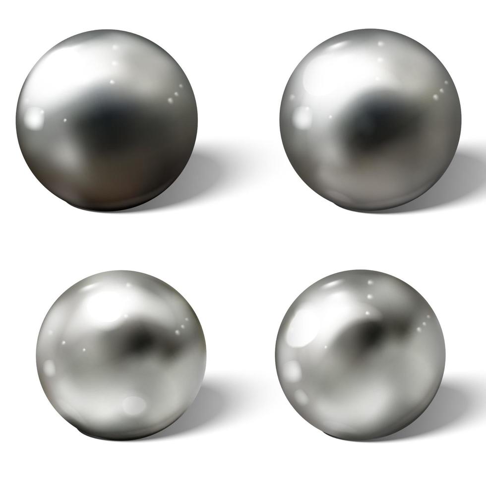 bolas de metal realistas. esferas de acero, cromo 3d. vector