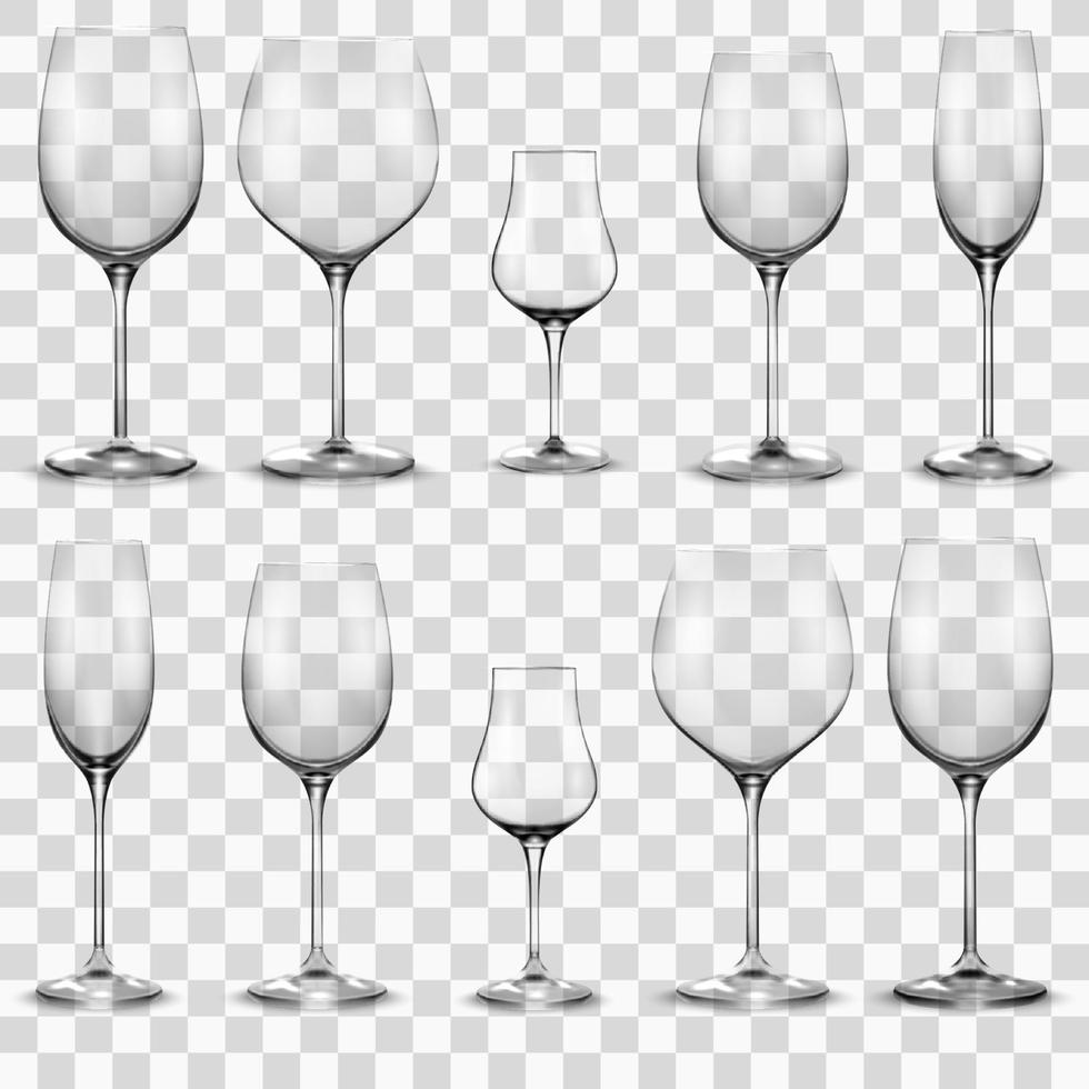 Set of empty wine glasses. Wine glass vector