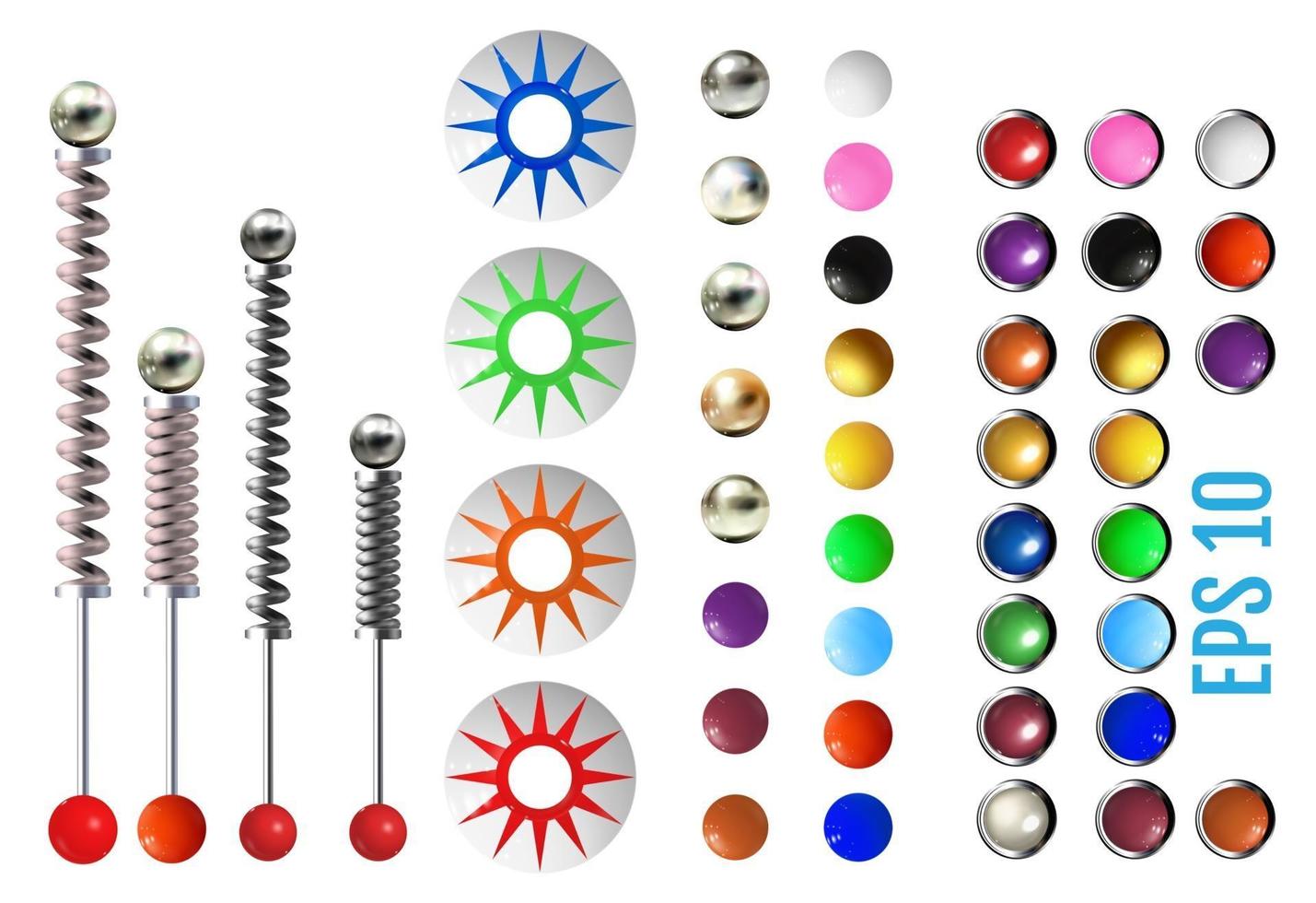 elementos de pinball de colores realistas vector