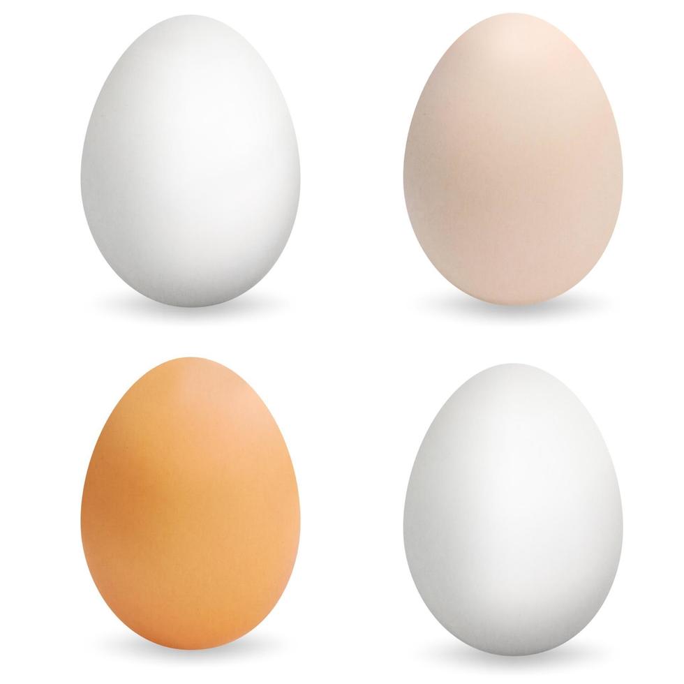 huevos multicolores realistas. conjunto de huevos 3d vector