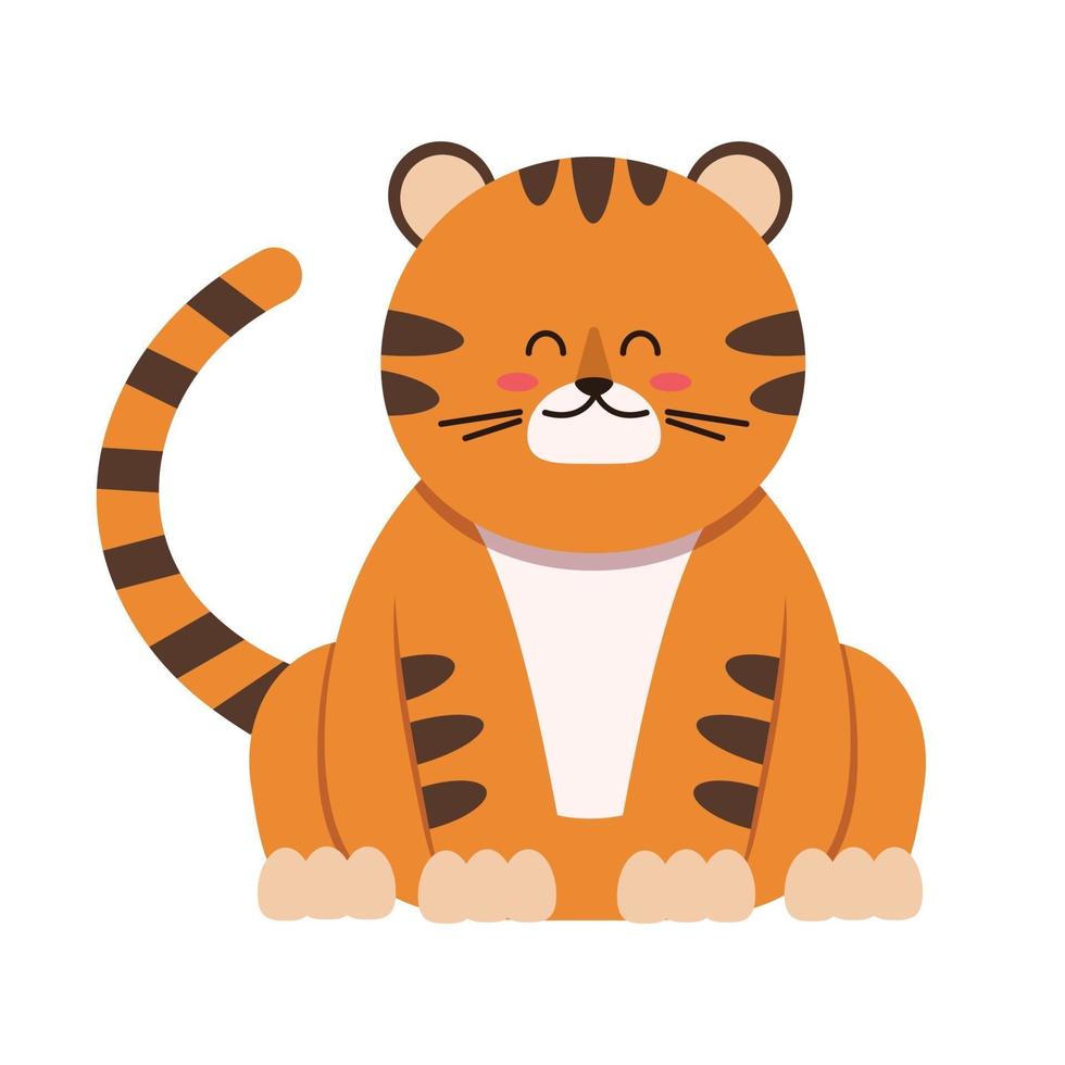 Cute little tiger character in flat style. symbol Chinese New Year vector