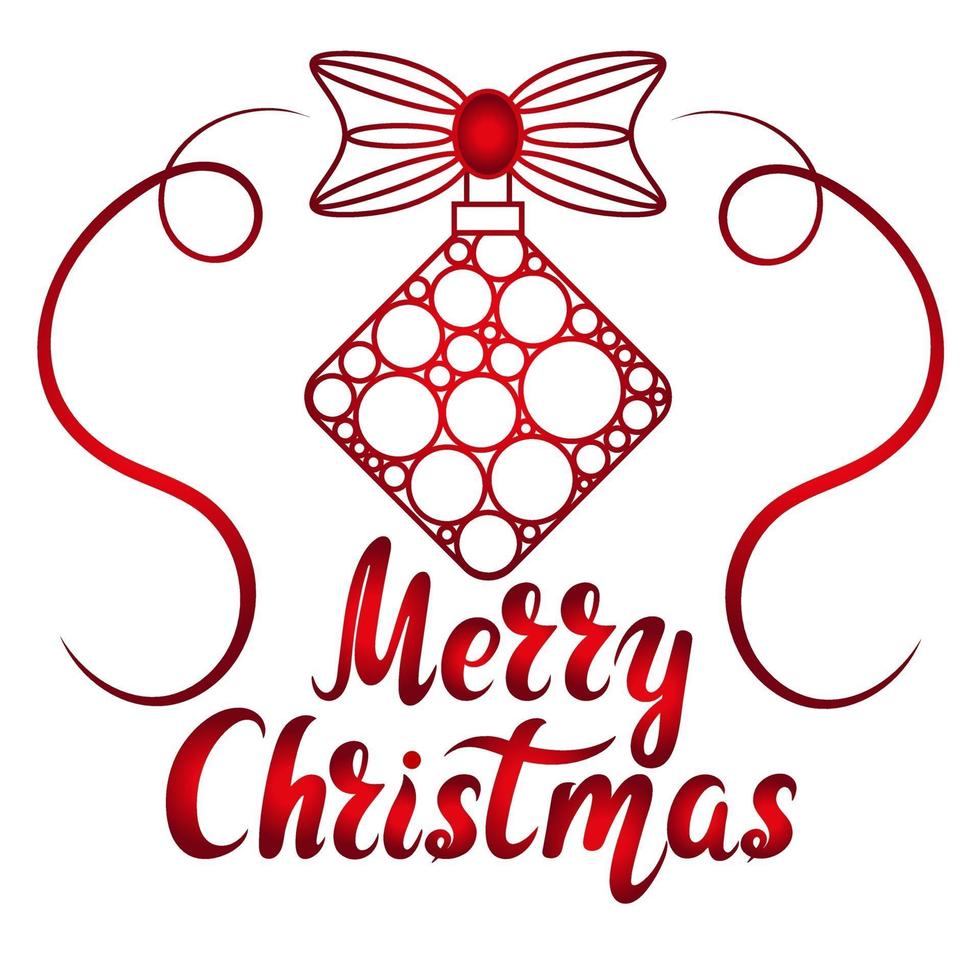 Merry christmas greeting card with hand lettering vector