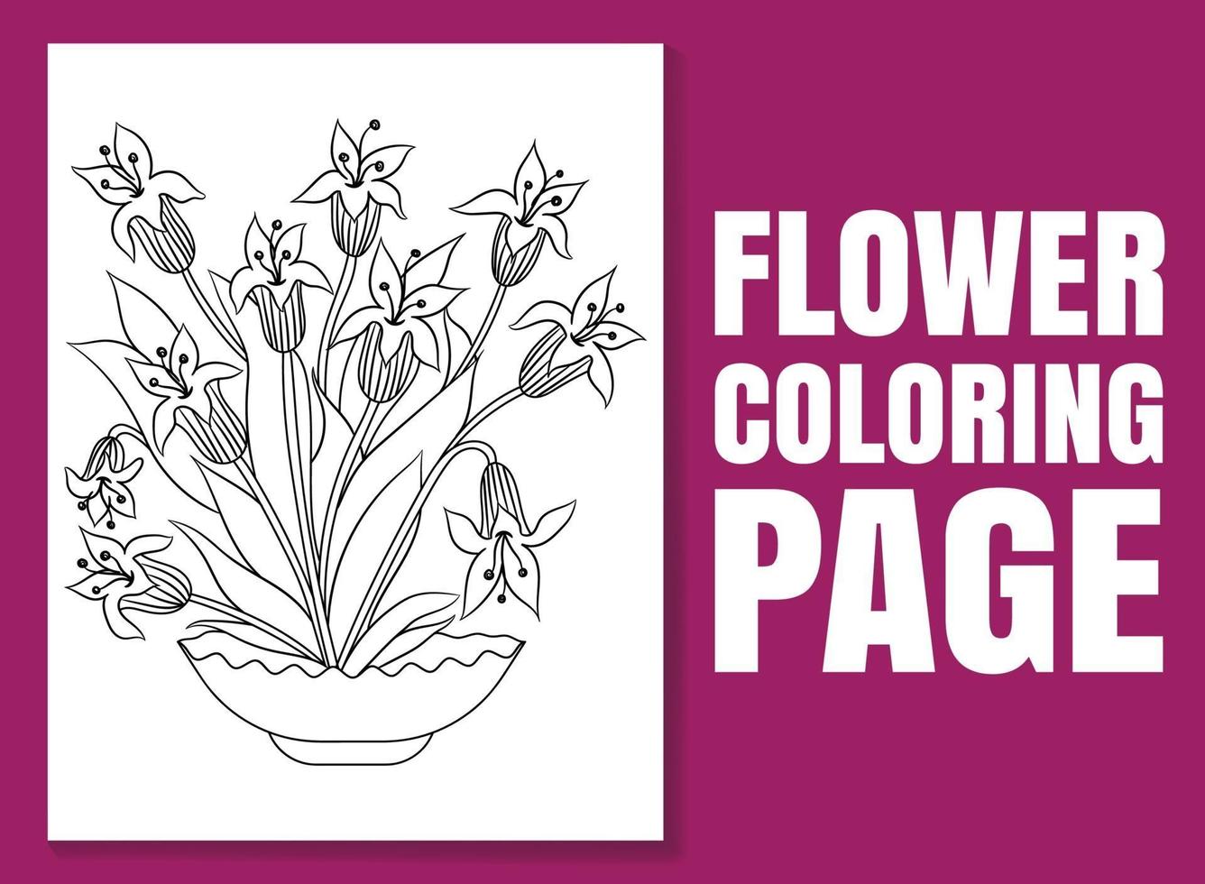 Página para colorear de flores para adultos y niños. vector