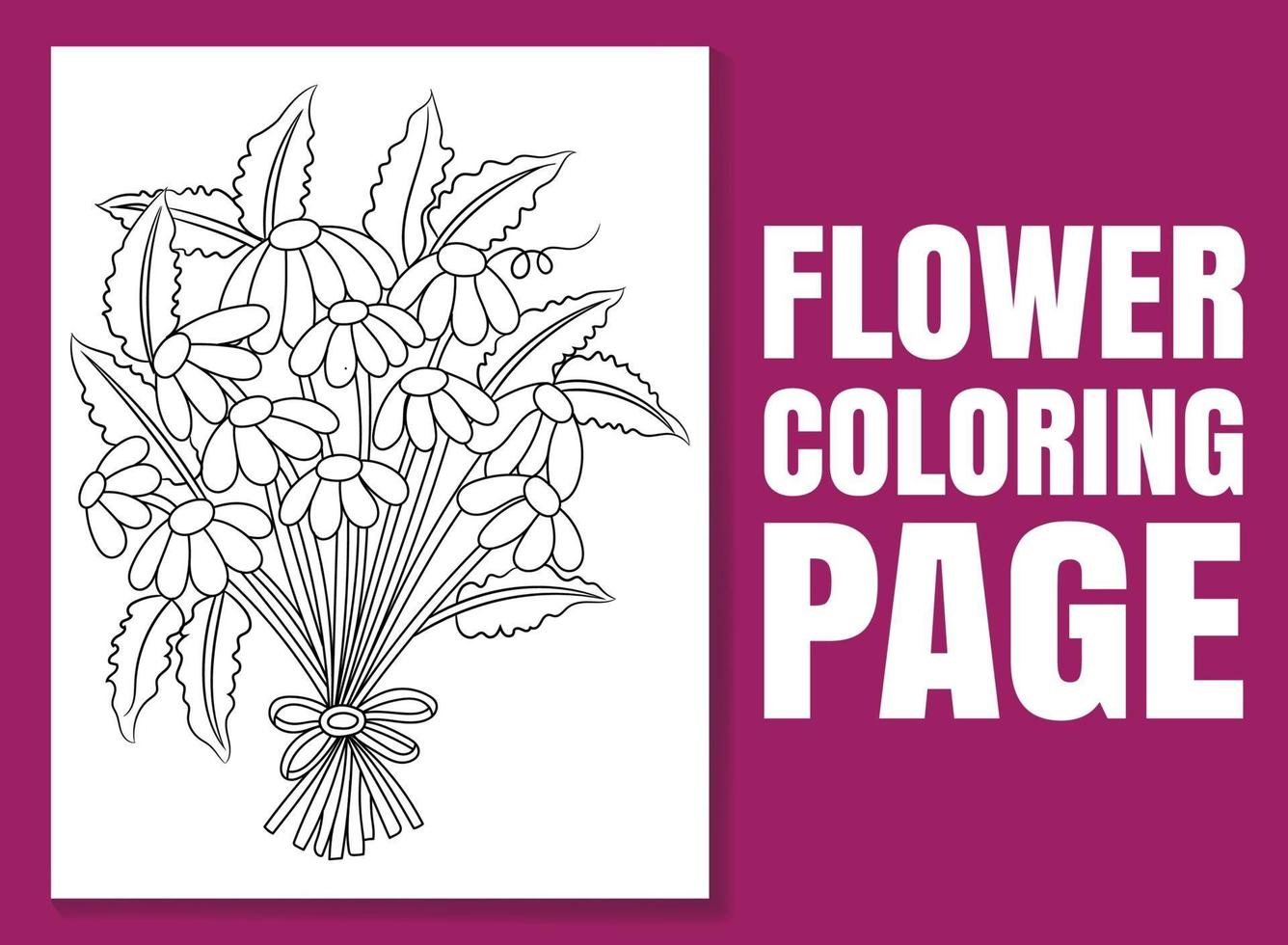 Página para colorear de flores para adultos y niños. vector
