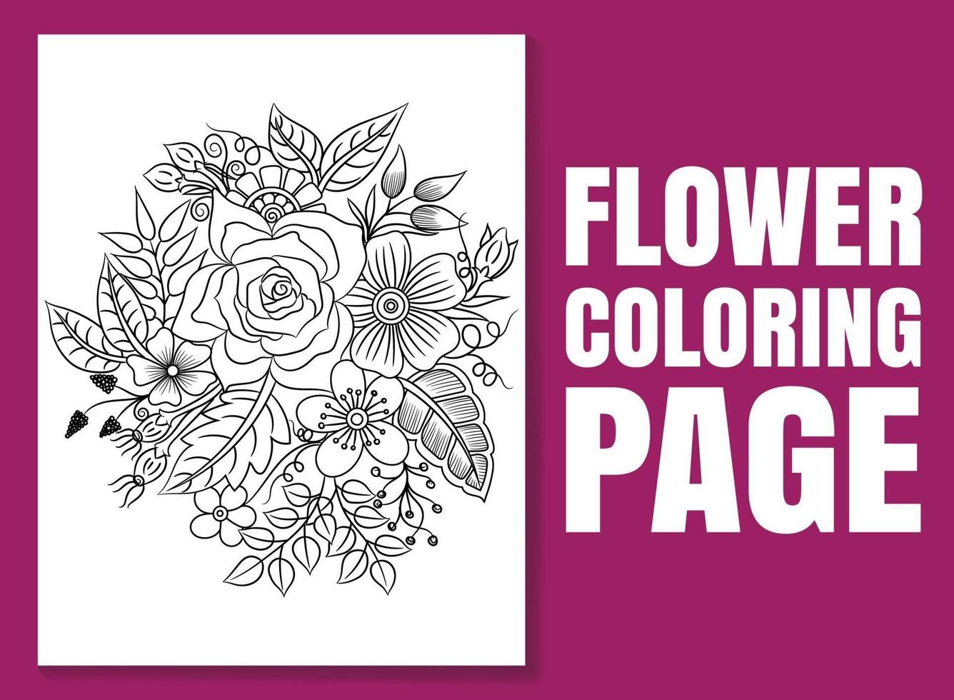 Flower coloring page for adults and children. vector