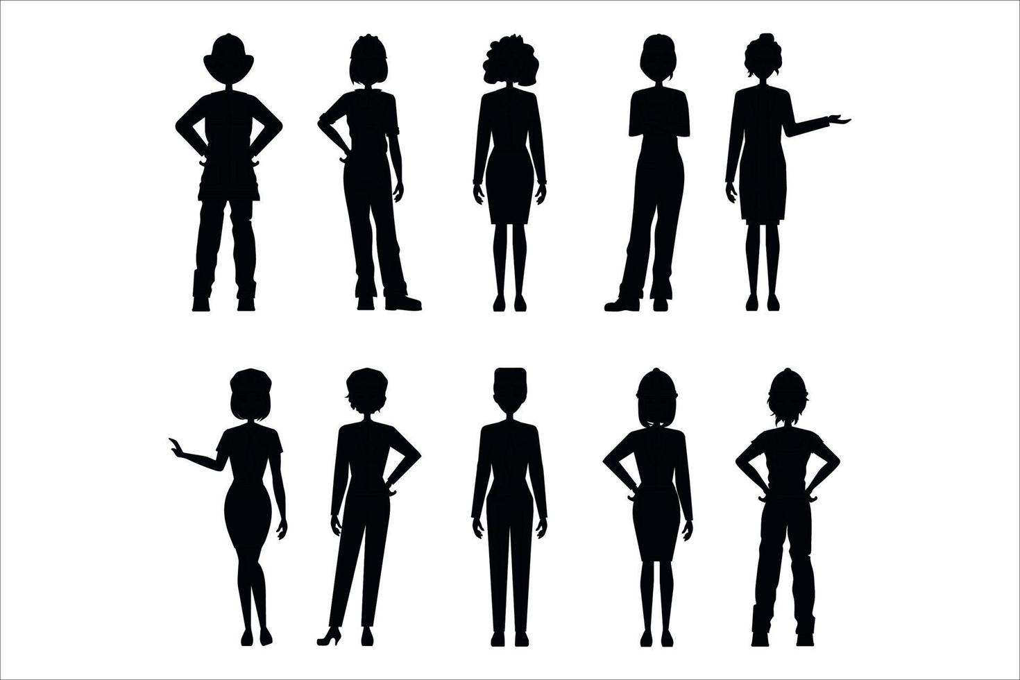 different people silhouettes vector