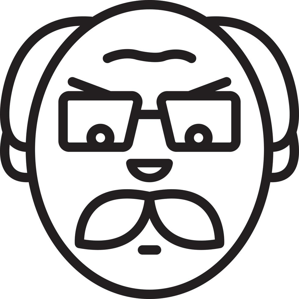 Line icon for angry old man vector