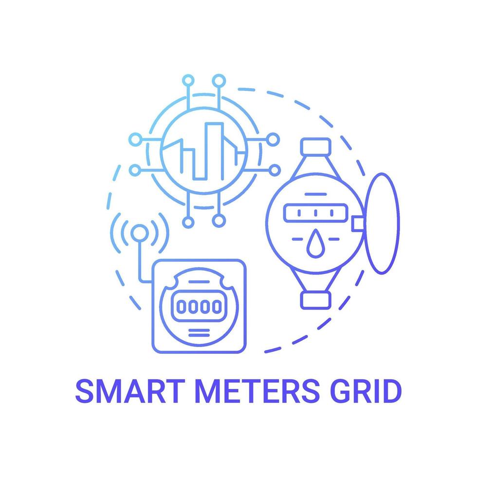 Icono de concepto azul degradado de cuadrícula de medidores inteligentes vector