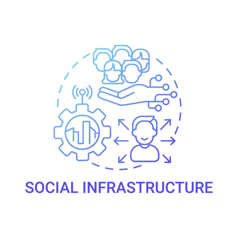 Social infrastructure gradient blue concept icon vector