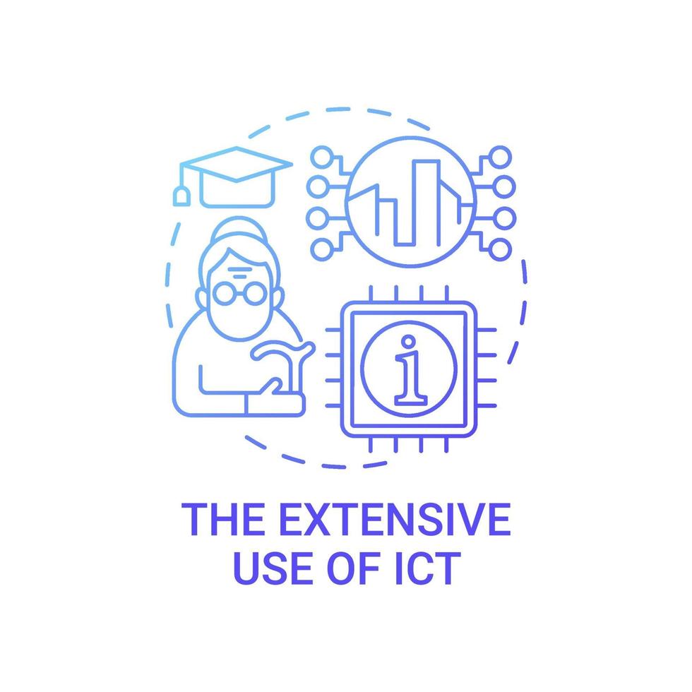 Extensive use of ict gradient blue concept icon vector