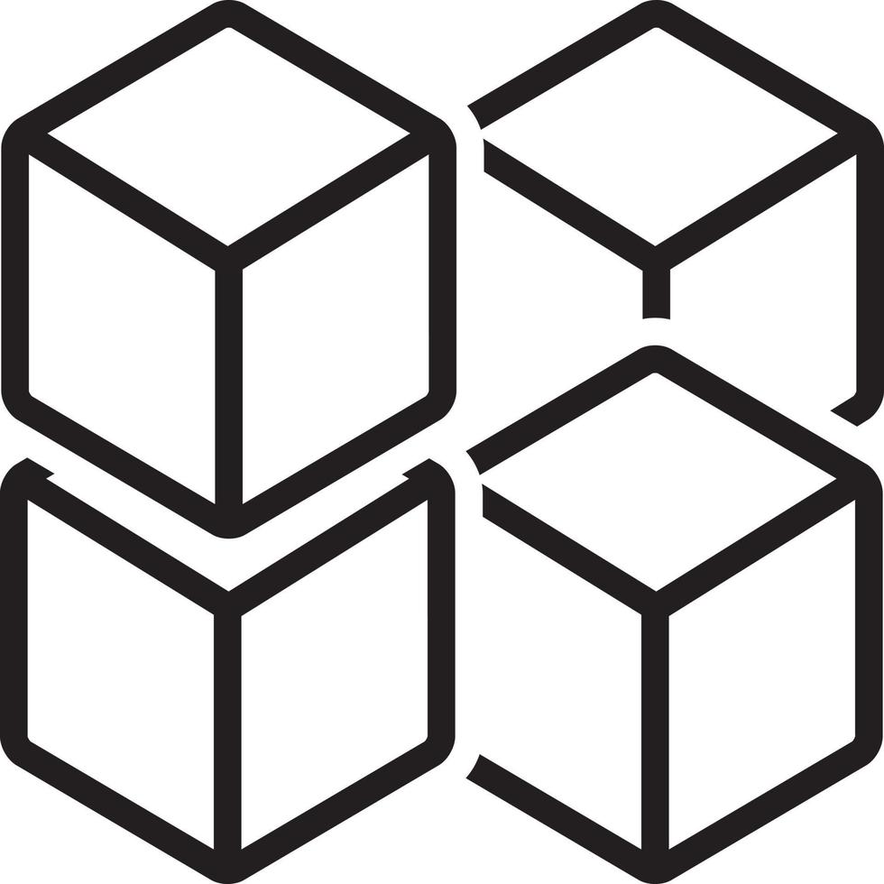Line icon for cube graphic of squares vector