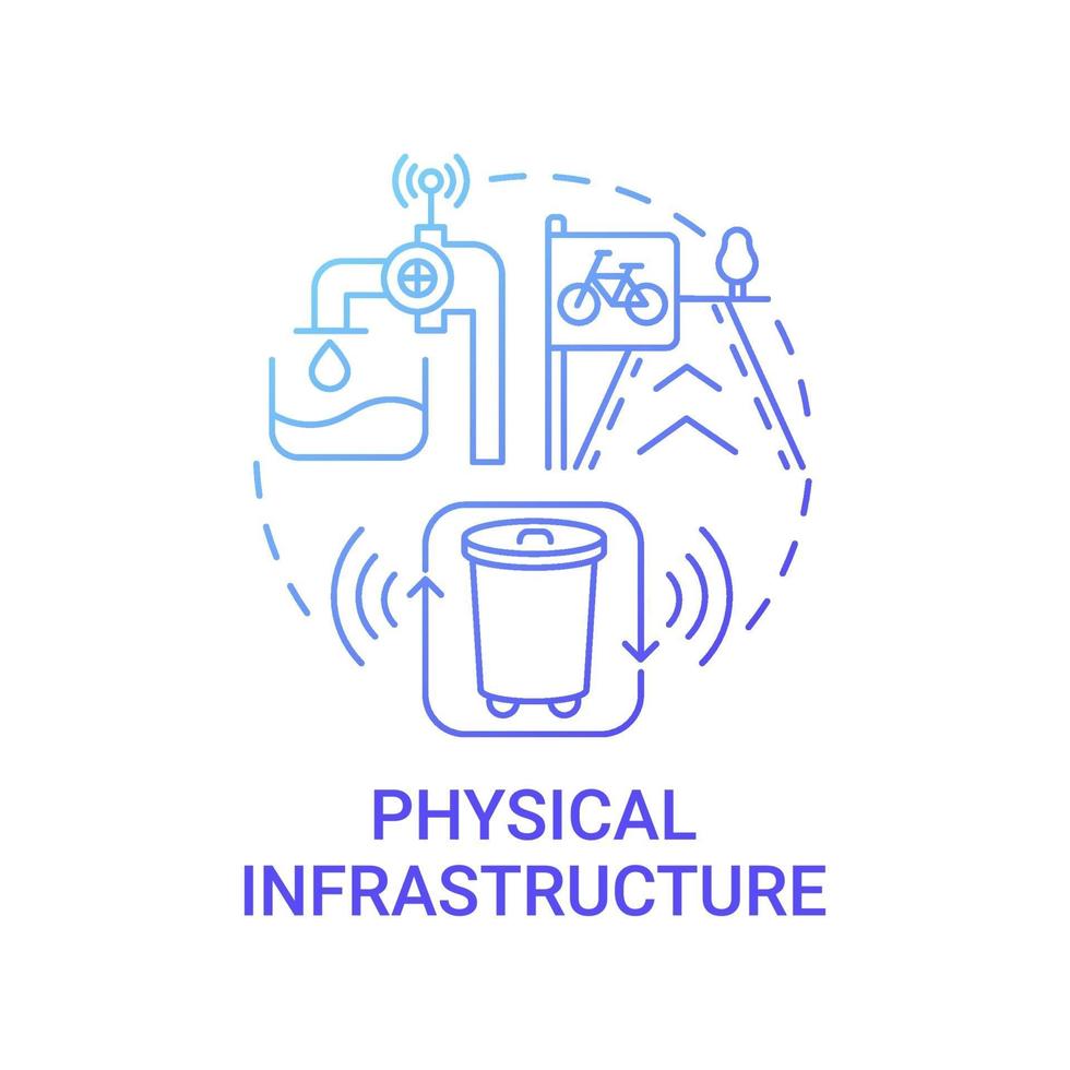 icono de concepto azul degradado de infraestructura física vector