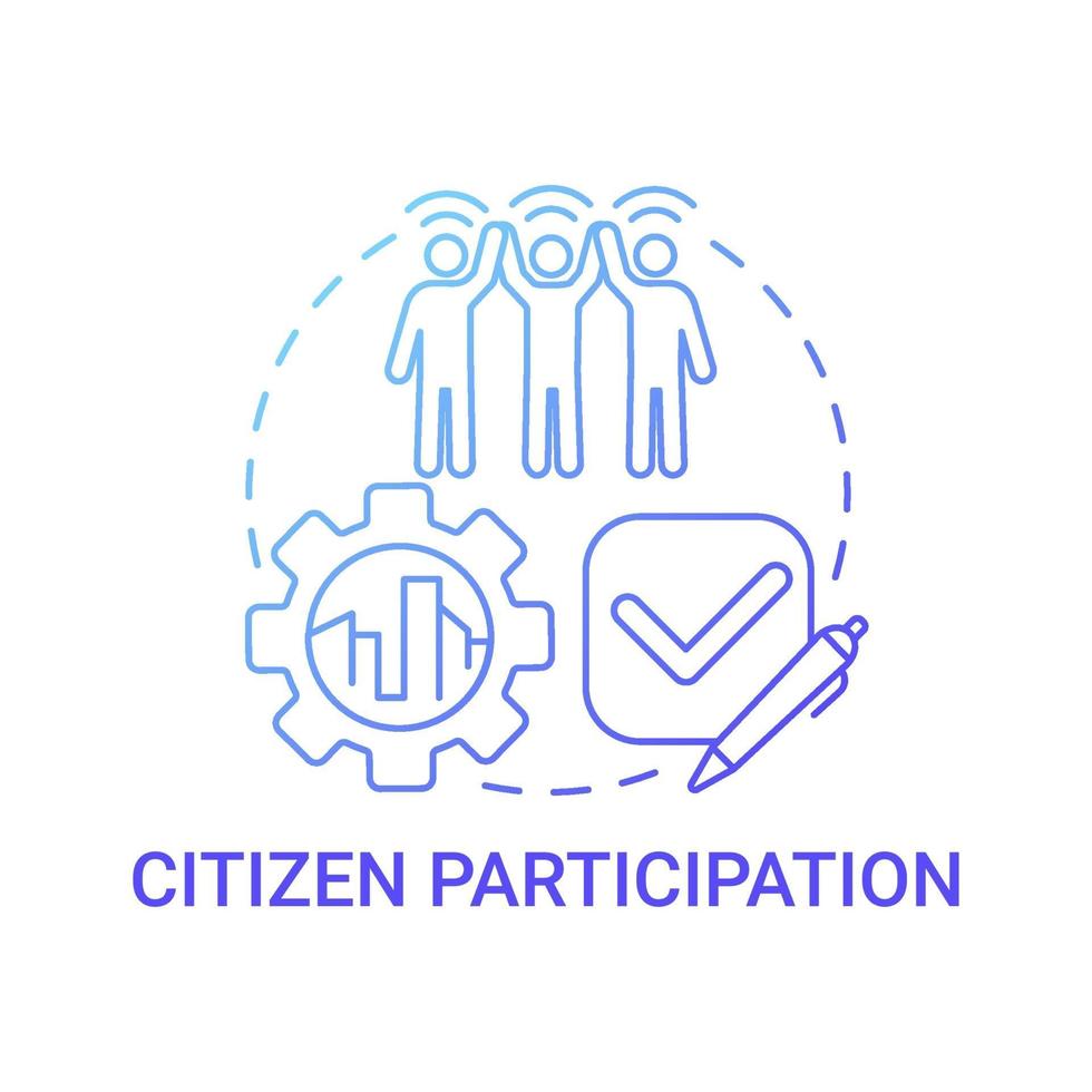 icono de concepto azul degradado de participación ciudadana vector