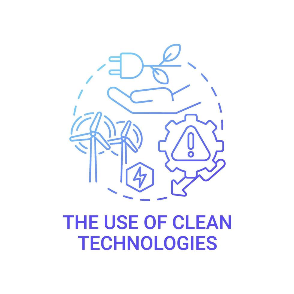 Use of clean technologies gradient blue concept icon vector