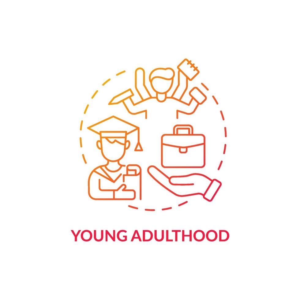 Young adulthood red concept icon vector