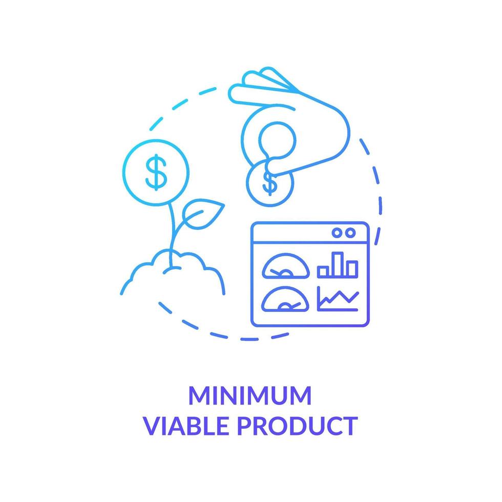 Minimum viable product blue gradient concept icon vector