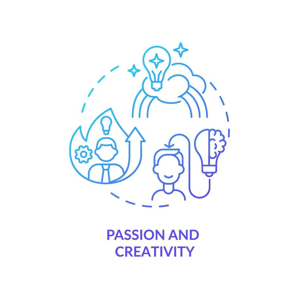 Passion and creativity blue gradient concept icon vector