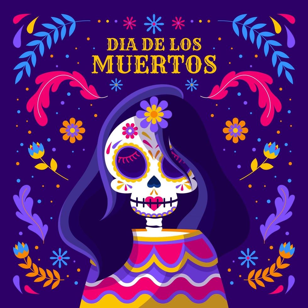 Skeleton With Flower Concept vector
