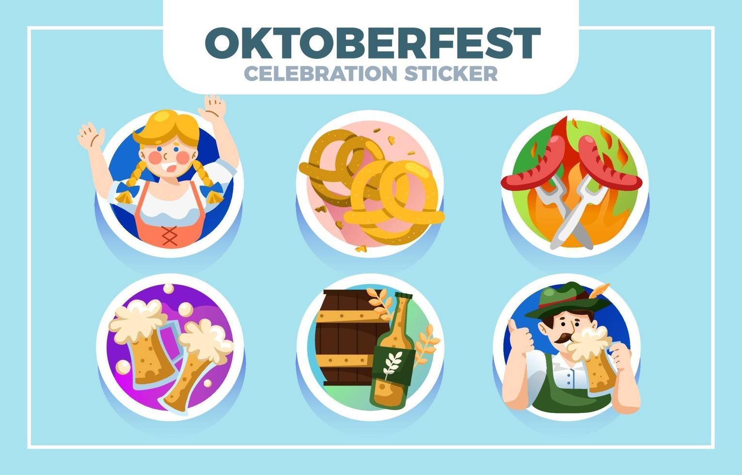 Octoberfest Celebration Sticker Set vector