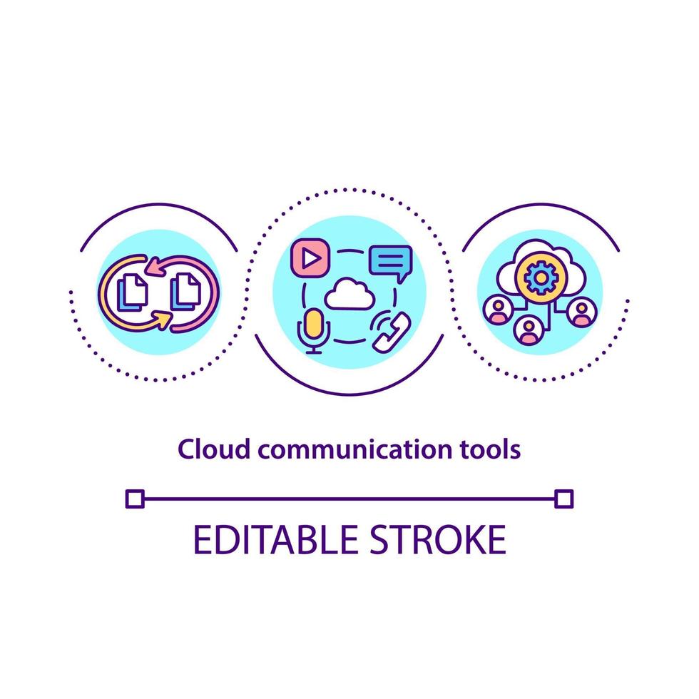 icono de concepto de herramientas de comunicación en la nube vector