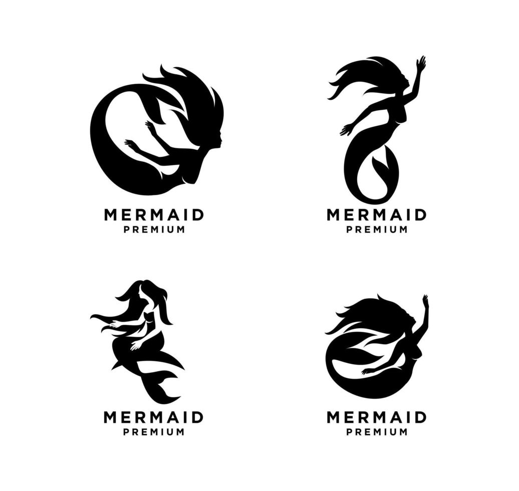 set collection of Mermaid logo icon design illustration vector