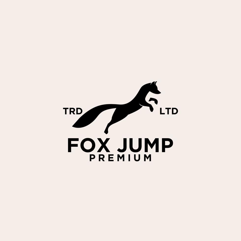 premium black fox jump logo vector illustration design