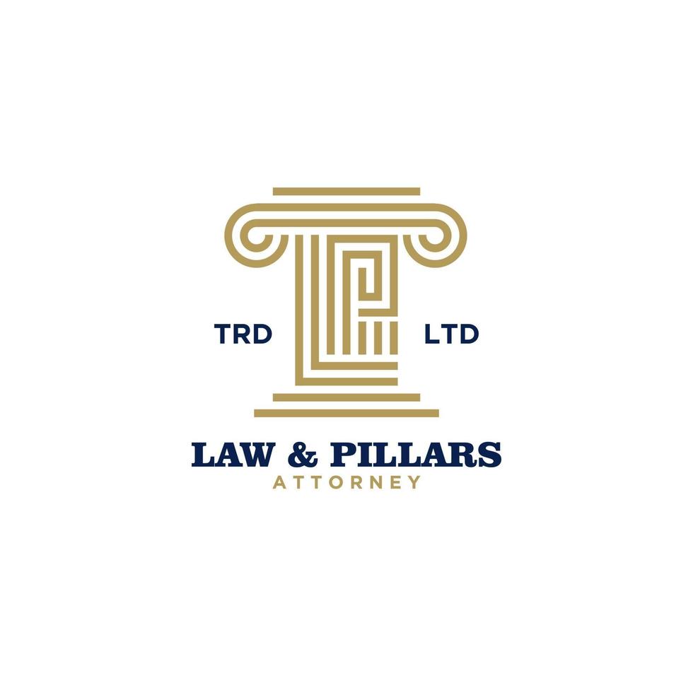 Premium law pillars attorney with initial letter L P logo design vector