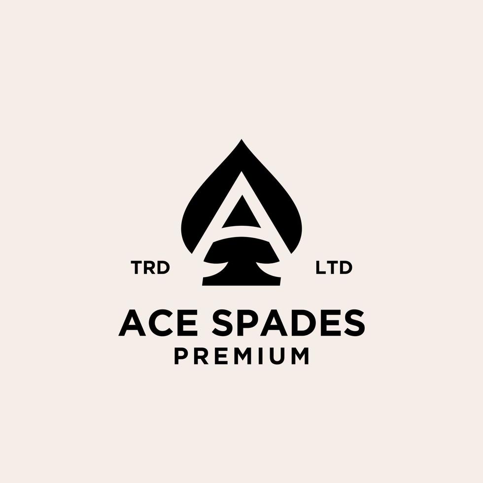 premium ace spade with initial letter a logo design vector