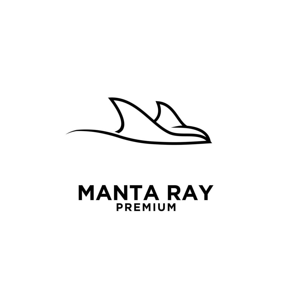 diseño de logotipo premium manta ray vector black line