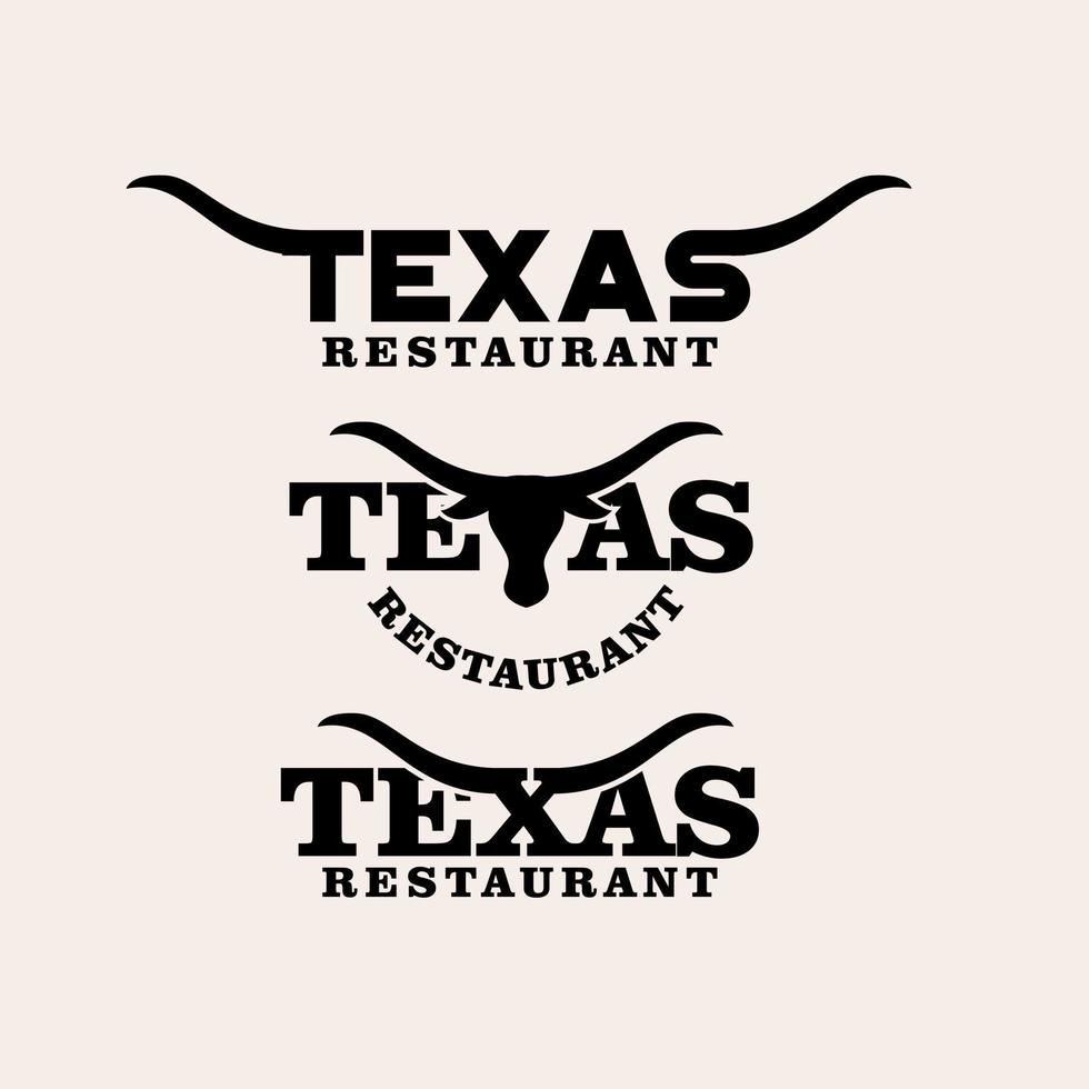 Logotipo de la letra del restaurante de Texas con el diseño del icono del logotipo de Longhorn vector