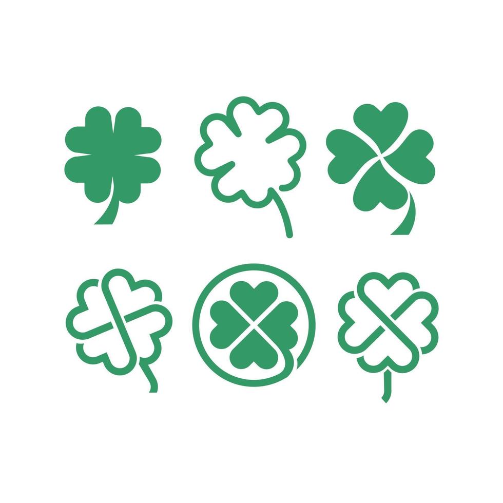 set collection green clover logo icon design vector