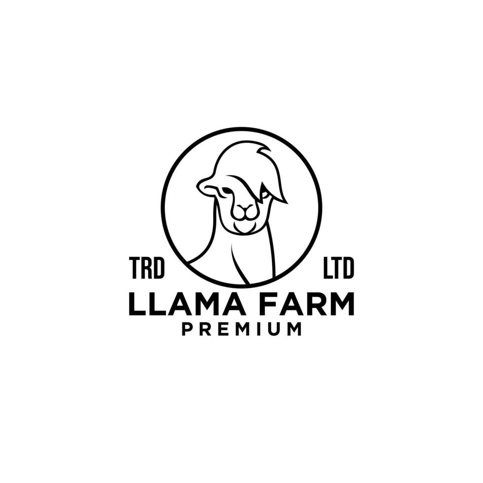 Ilustración de vector de diseño de icono de logotipo de granja de llama premium